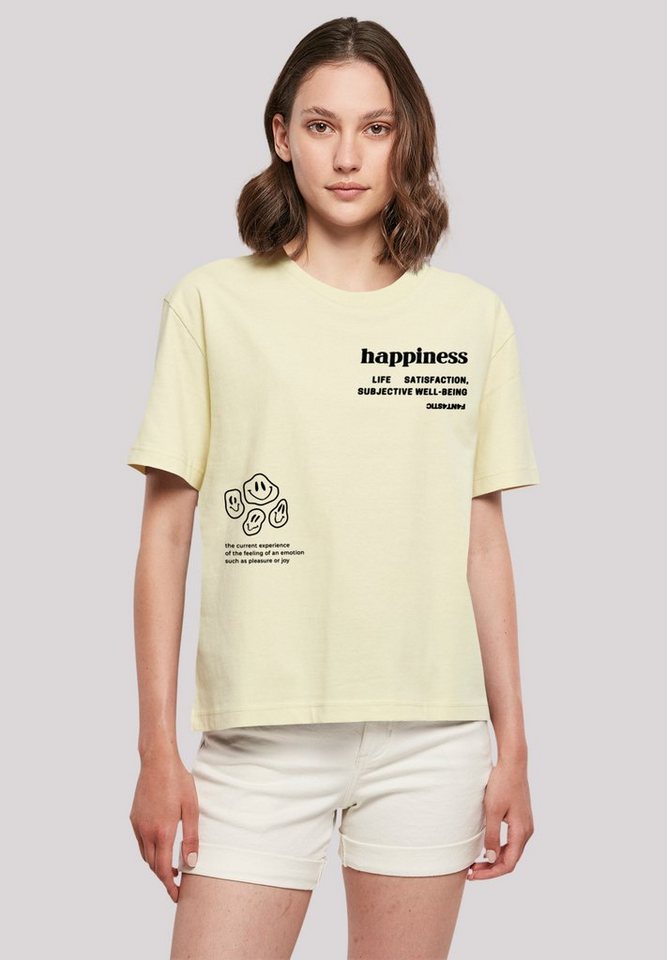 T-Shirt Rundhalsausschnitt für Gerippter Print, F4NT4STIC Look happiness stylischen