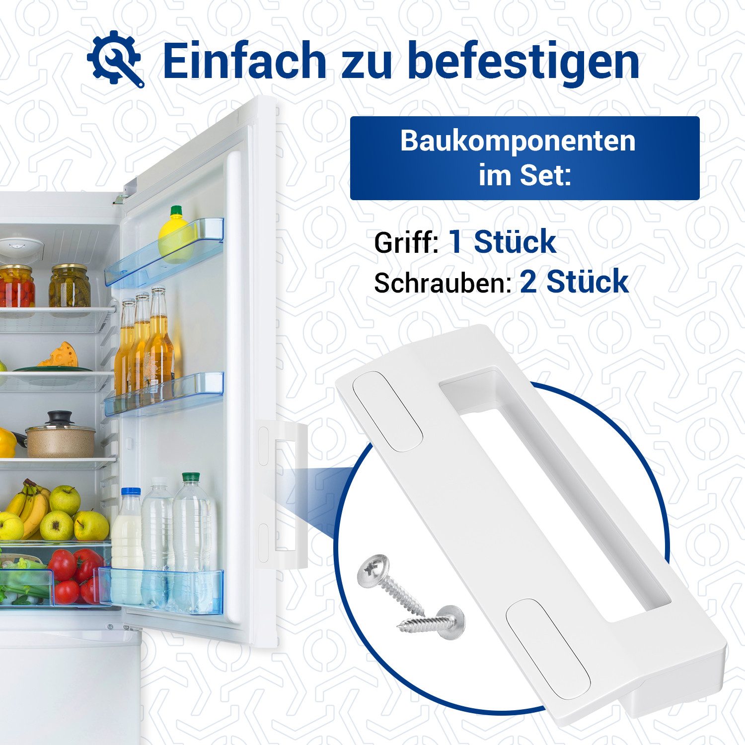 VIOKS Türgriff universal Handgriff 187 mm mit 90-172 mm Schraubenabstand, 1-tlg., für Kühlschrank Gefrierschrank – Bild 4 von 5