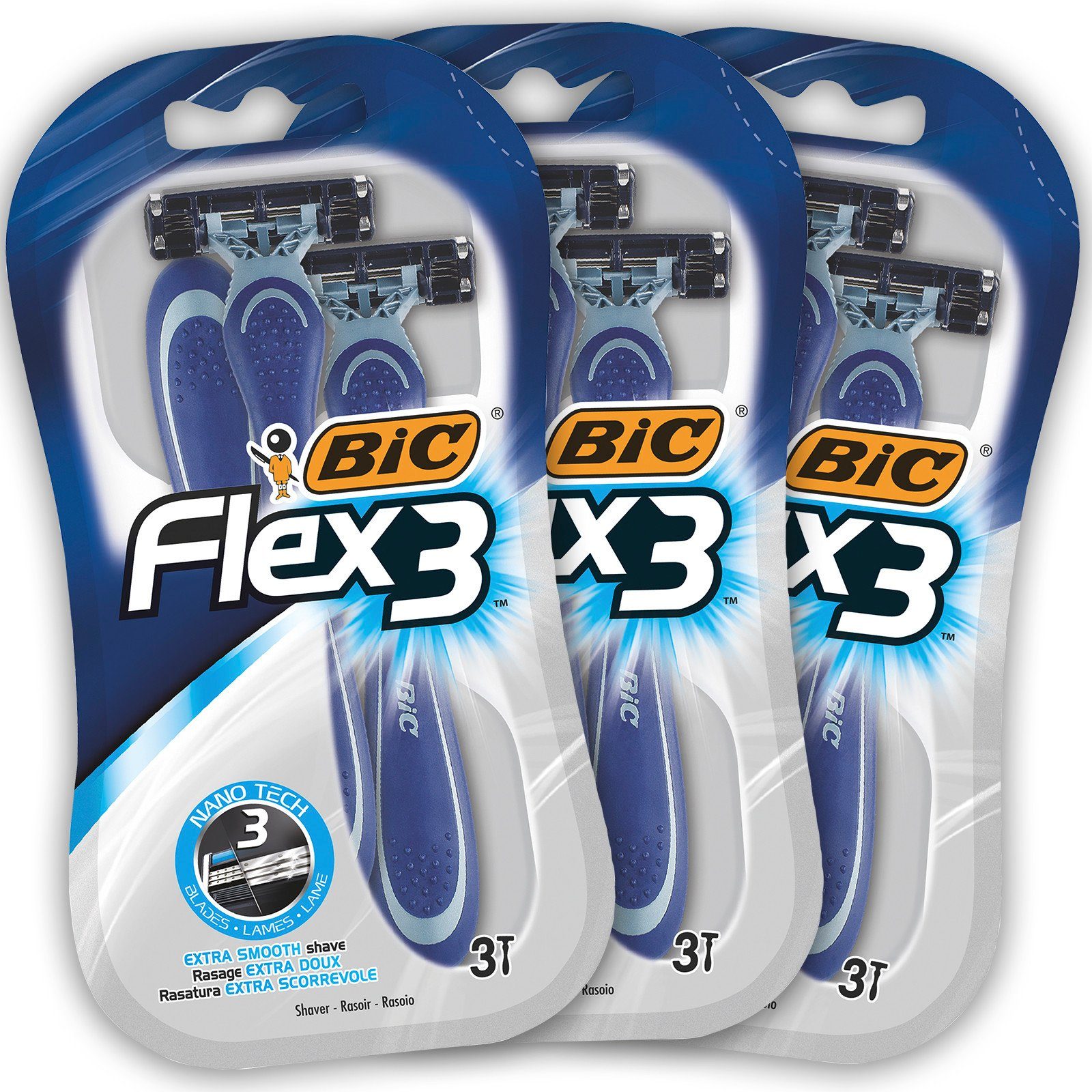 BIC Einwegrasierer BIC Flex3 Einwegrasierer für Männer – Set mit 3 x 3er Pack, 9-tlg. | Nassrasierer