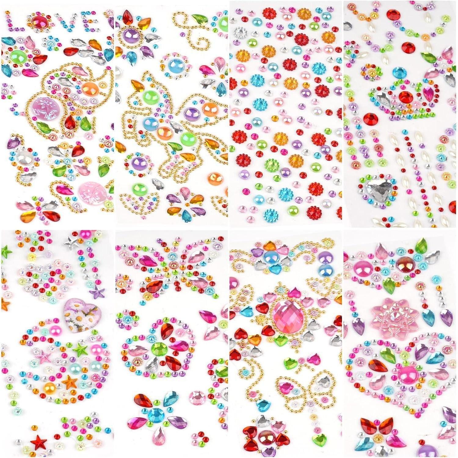 Weysoo Sticker Strasssteine Selbstklebend Blätter Acryl Sticker Einhorn Mädchen DIY 5