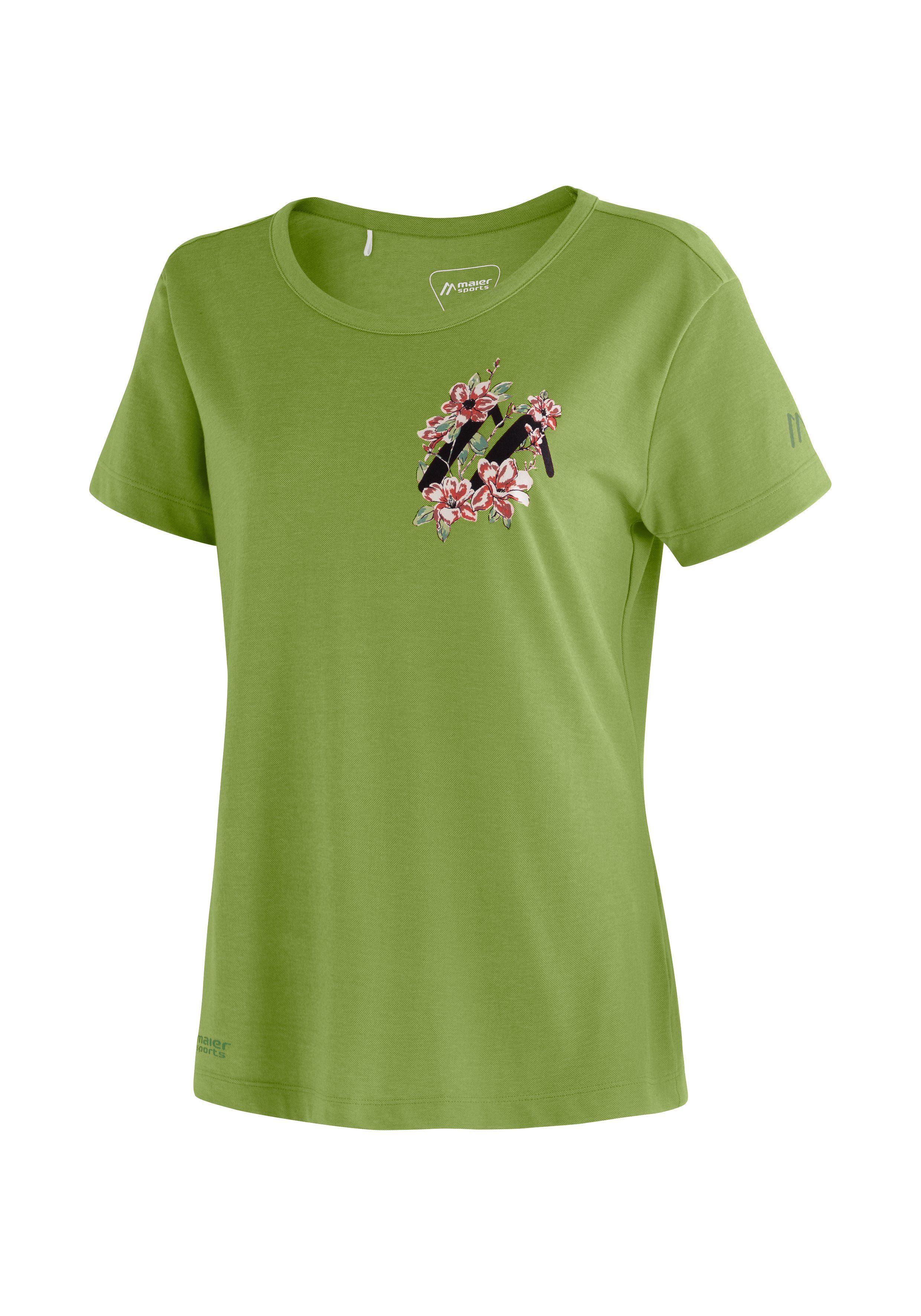 Maier Sports W mit 25 Wandern Burgeis Freizeit Kurzarmshirt T-Shirt und Damen für Print grasgrün