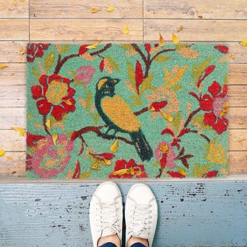 Fußmatte Bunte Fußmatte mit Vogel-Motiv, relaxdays, Höhe: 15 mm