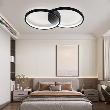 Nettlife LED Deckenleuchte Wohnzimmer Deckenlampe 45W Modern Schwarz Dimmbar mit Fernbedienung, Dimmbar, LED fest integriert, Warmweiß, Neutralweiß, Kaltweiß, für Schlafzimmer Kinderzimmer Wohnzimmer Küche Esszimmer