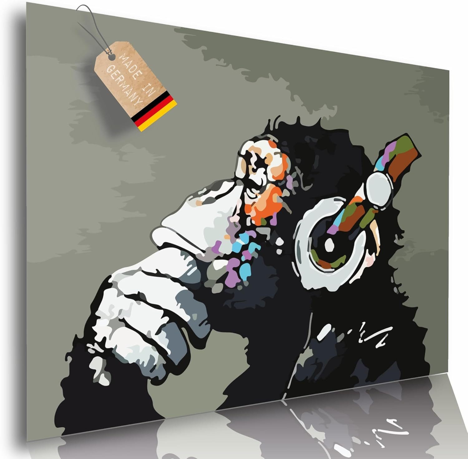 Lineo Poster Affe mit Kopfhörer Kunstdruck Banksy-Poster 60x42 cm