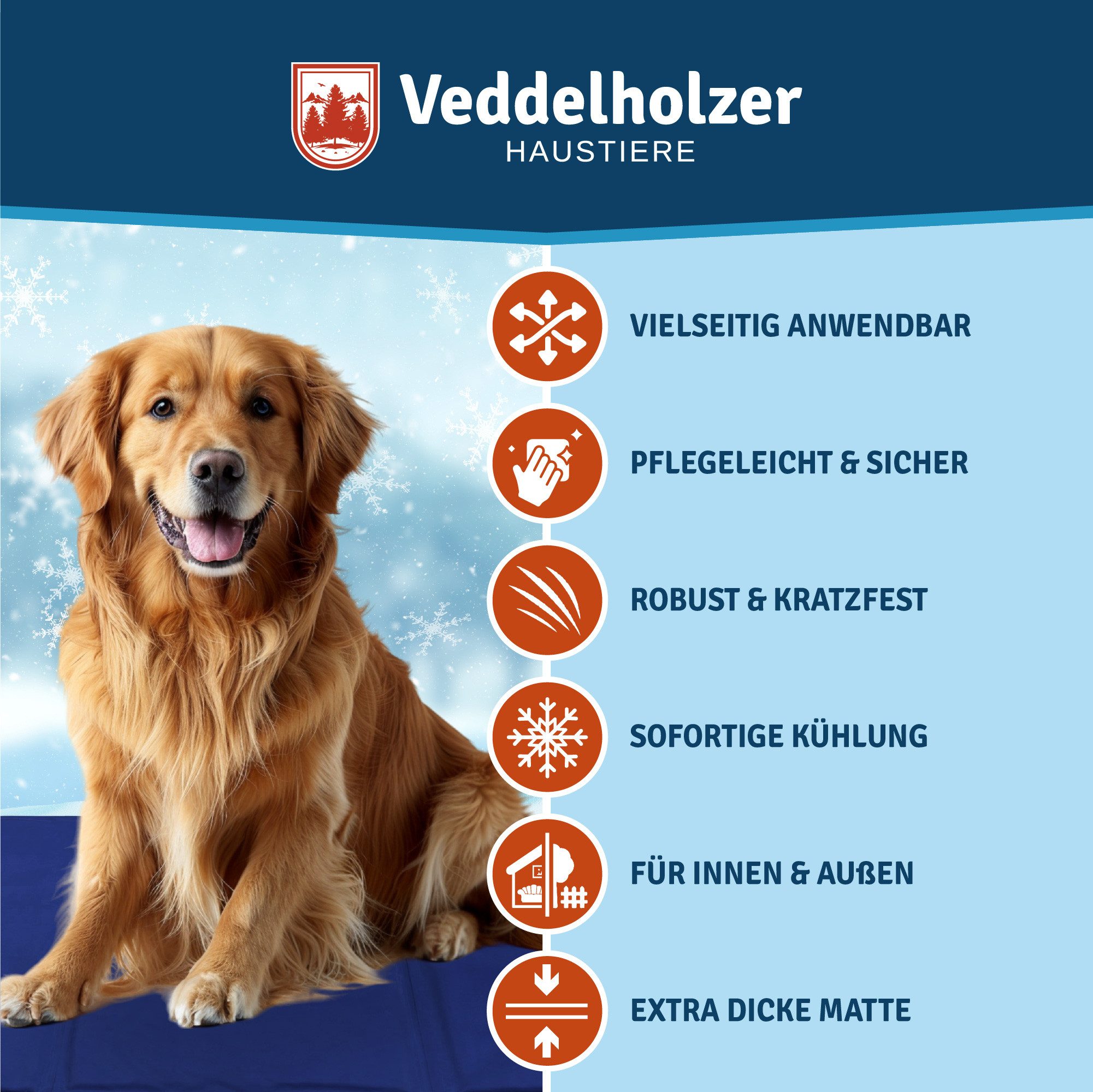 Veddelholzer Hundematte Kühlmatte (L) für Hunde extra Dick, Kratzfest selbs günstig online kaufen