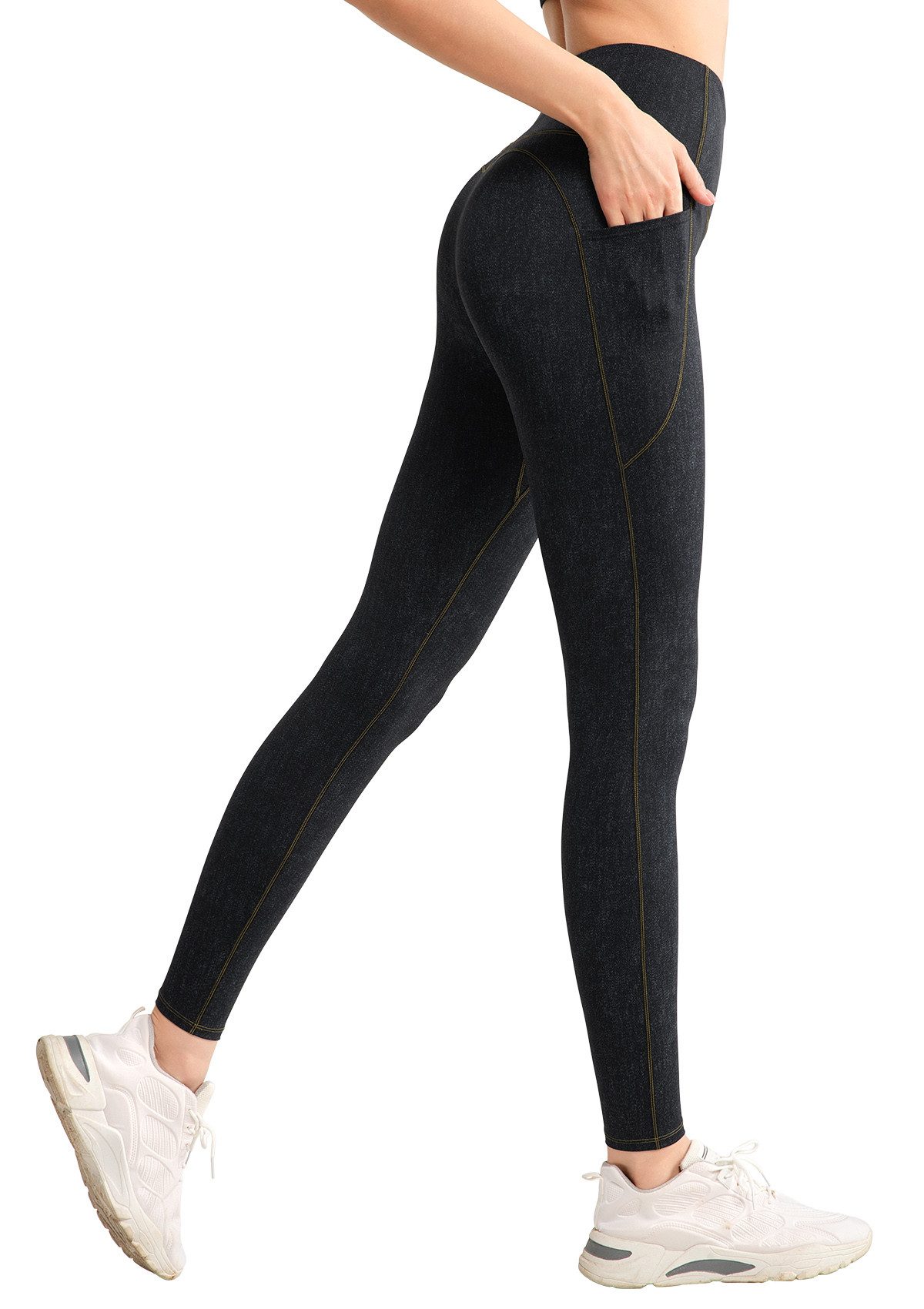 Yvette Jeansleggings Damen sport Leggings in jeansoptik für Yoga Laufen All günstig online kaufen