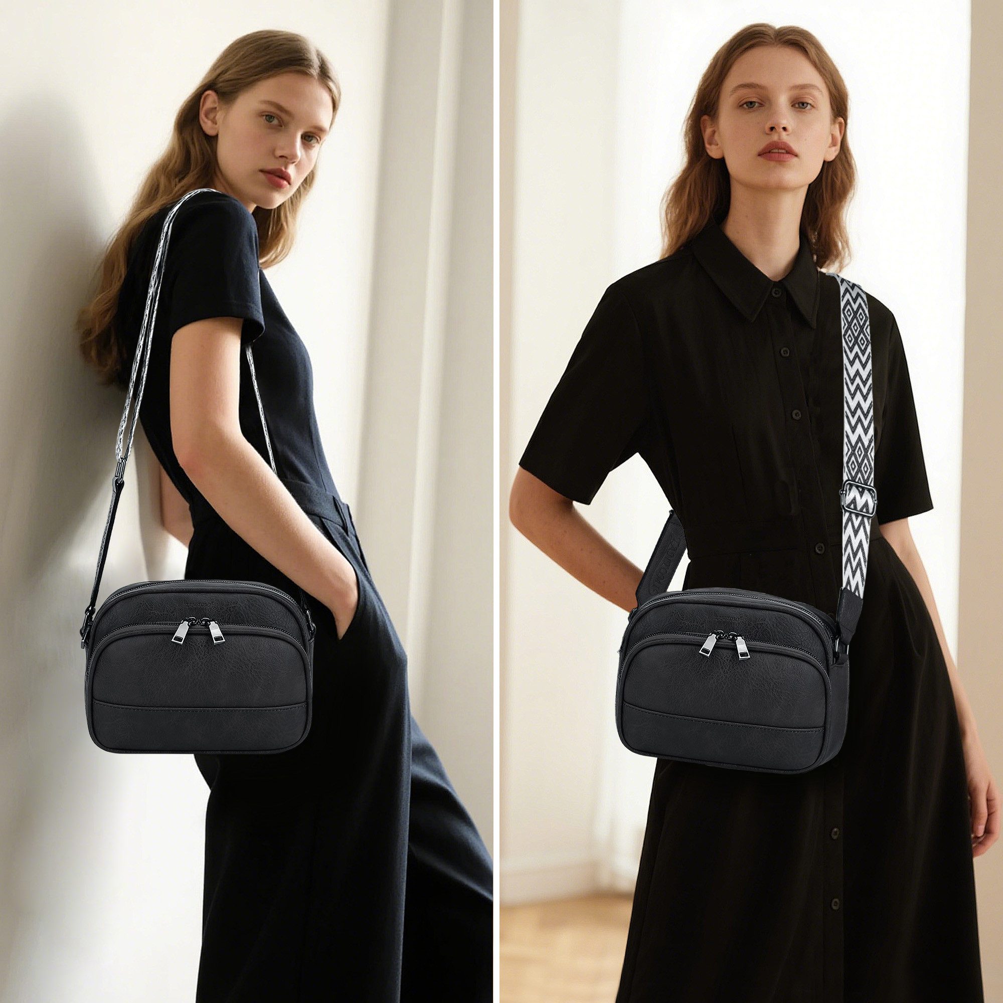 TAN.TOMI Schultertasche Damen Umhängetasche mittelgroß Handtasche mit Verstelbaar, Weich Breiter Gurt für Pendeln Reise Campus Verabredungen