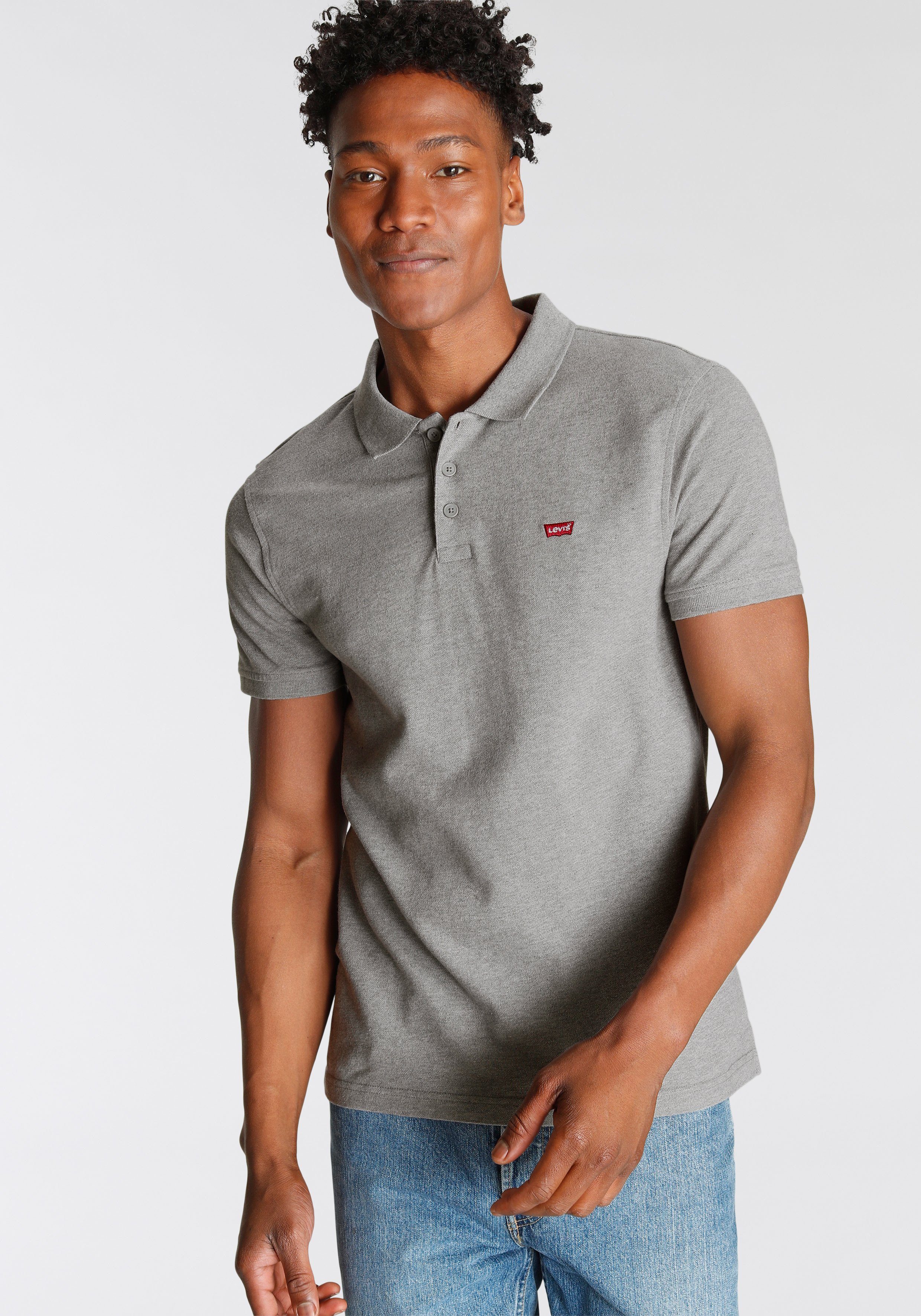 Poloshirt mit LEVIS MEDIUM LE Levi's® HM GREY kleinem HEATHER NEW POLO Batwing-Logo