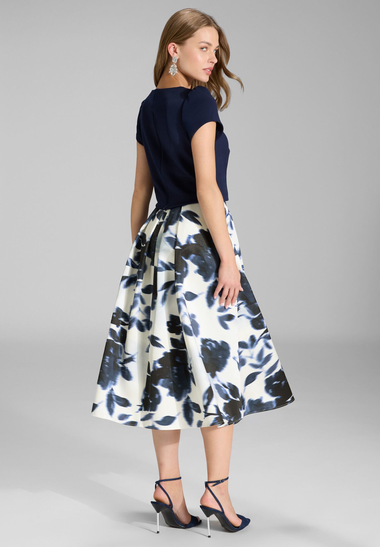 SWING Midirock - Faltenrock aus bedrucktem Twill