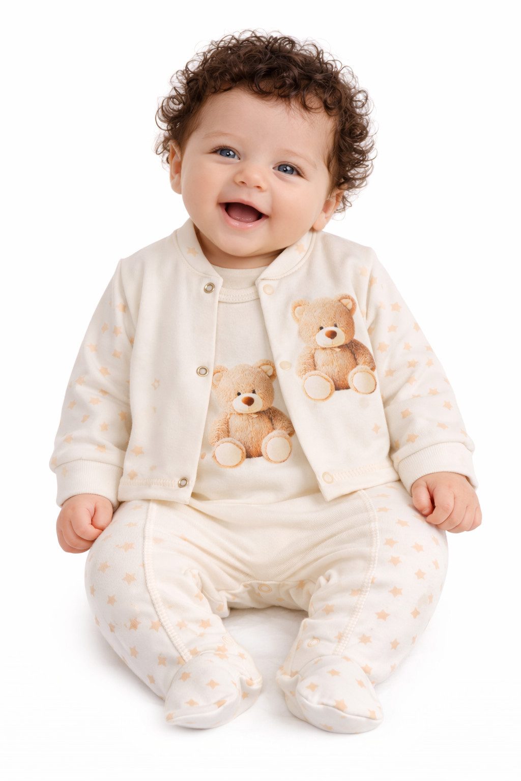 Strampler Baby Anzug Stramplerhose Hemdchen in Creme für Neugeborene