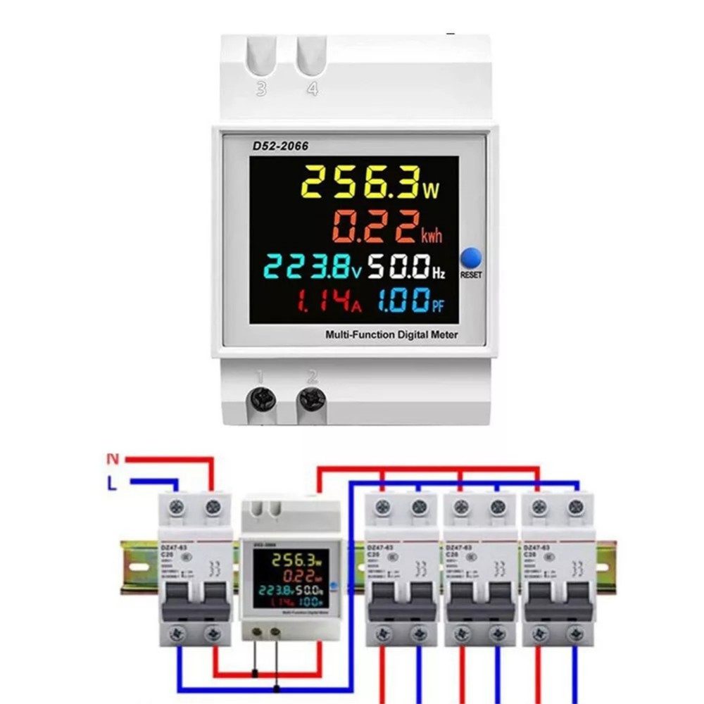 PRIISF Wechselstromzähler AC 40-450V LCD Digital 100A Stromzähler DIN Hutsc günstig online kaufen