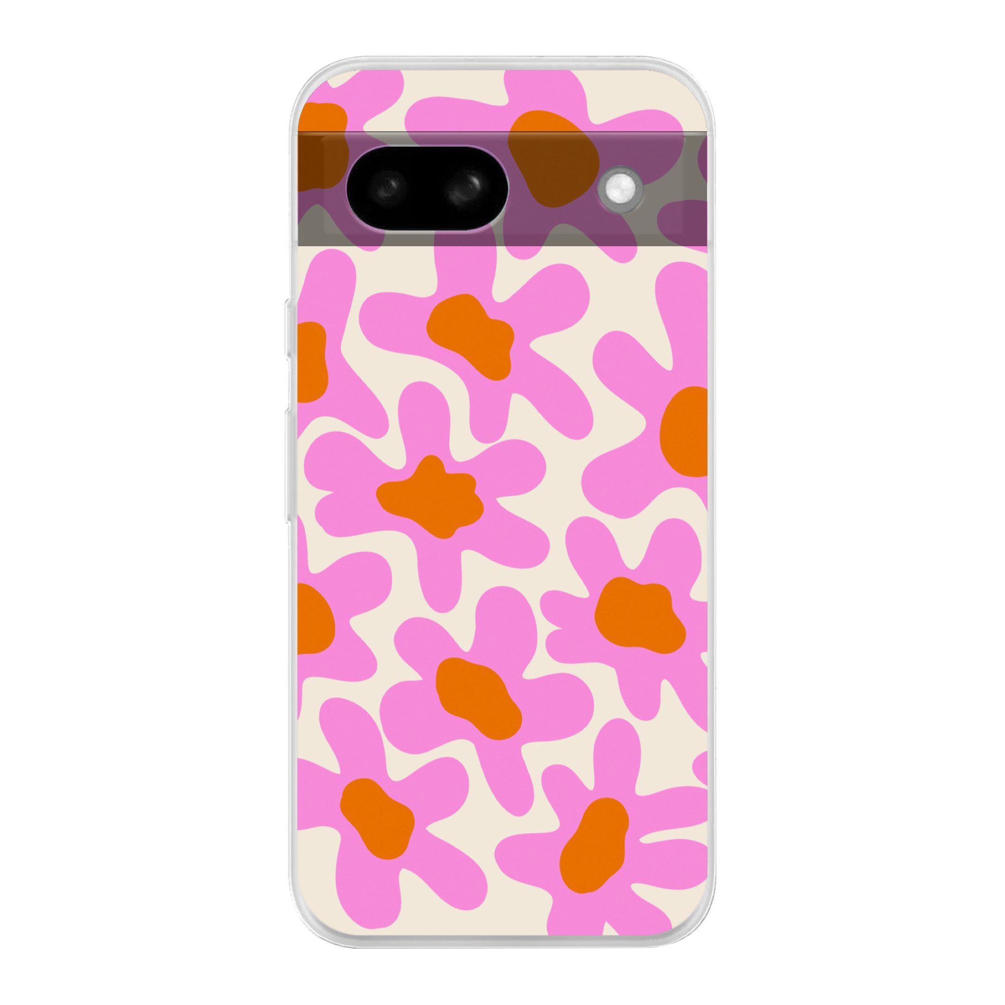 MuchoWow Handyhülle für Google Pixel 8a Blume - Rosa - Muster, Phone Case, Silikon, Schutzhülle Dünn
