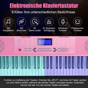 COSTWAY Home Keyboard, 61 Tastatur, mit 255 Rhythmen & Töne