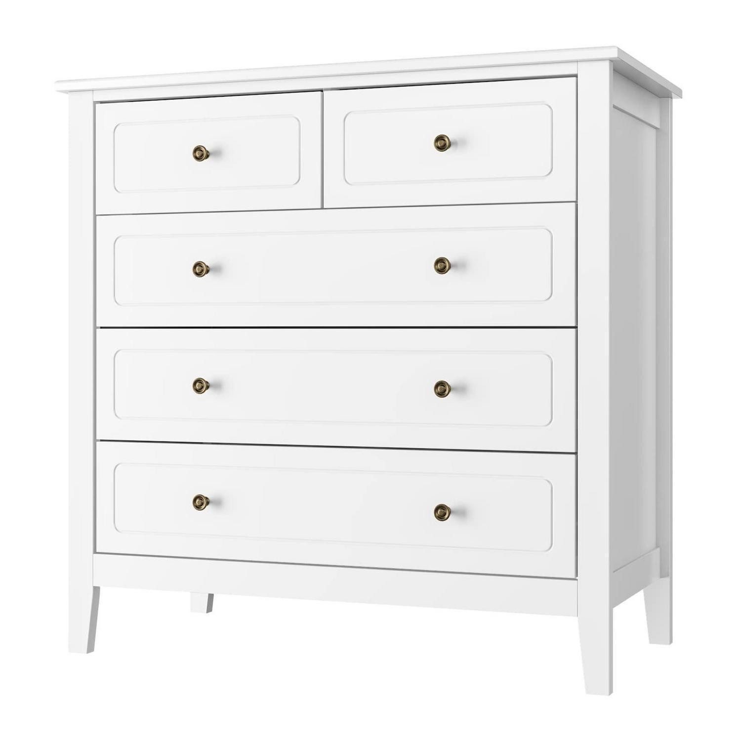 Kommode Kommode weiß 5 Schubladen 80x40x80 cm
