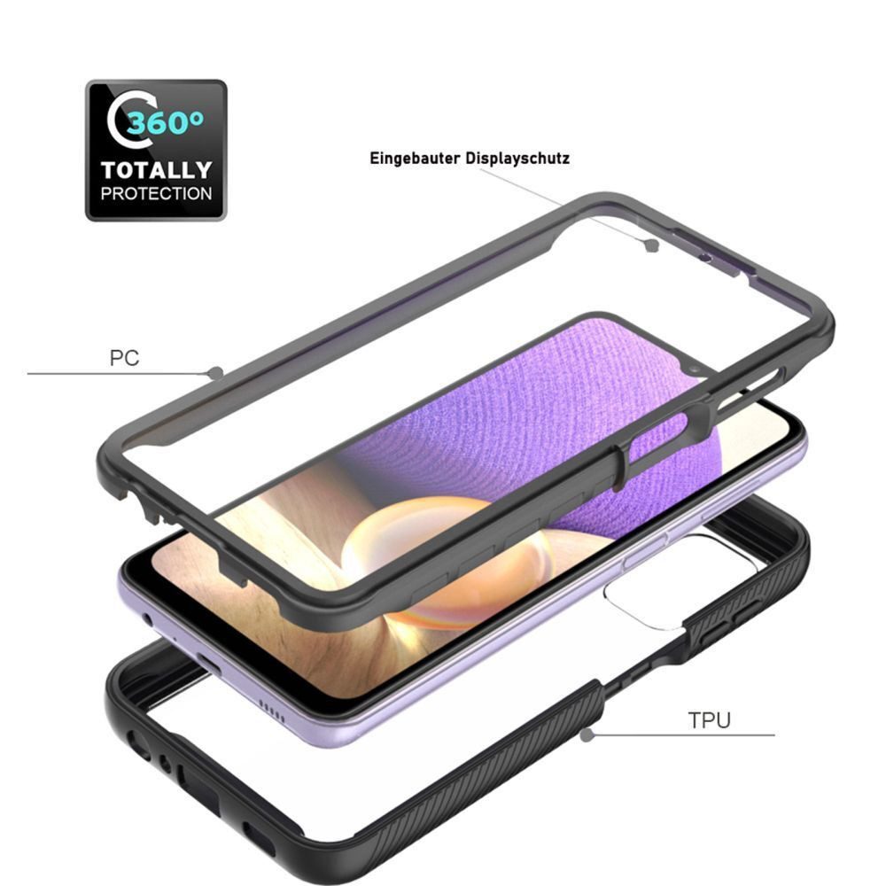 betterfon Handyhülle für Samsung Galaxy A32 5G TPU Case mit 360° Rundumschutz Displayschutz, 360 Grad Hülle mit Displayschutz und Fingerprint