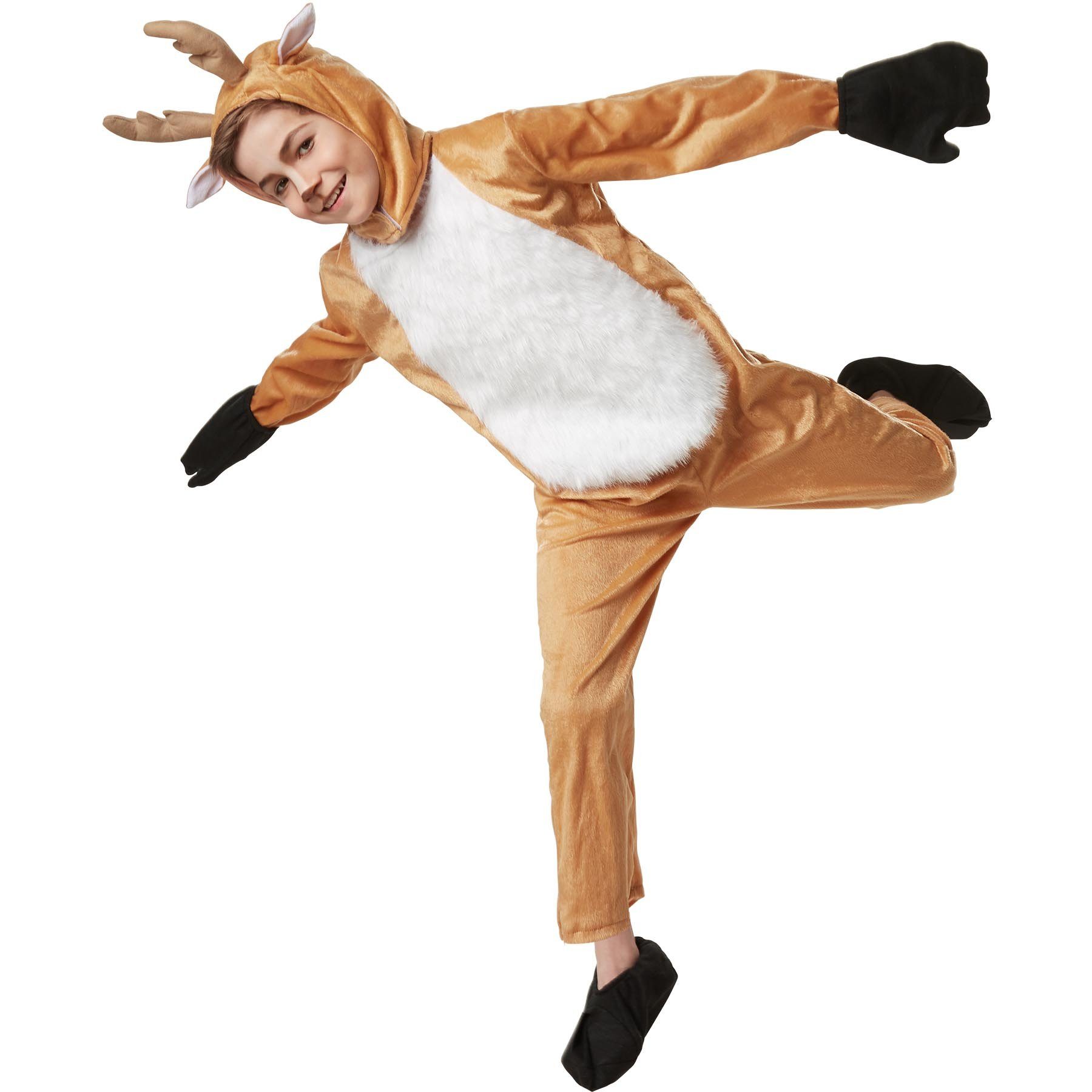 dressforfun Kostüm Kinderkostüm Verspieltes Reh, Overall mit Hirschschwanz und Reißverschluss auf der Rückseite