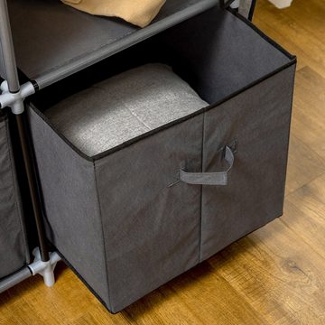 HOMCOM Stoffschrank Faltschrank, inkl. 3 Schubladen (Set, 1-St., 1 Stoffschrank) Kleiderschrank mit Reißverschluss, Dunkelgrau