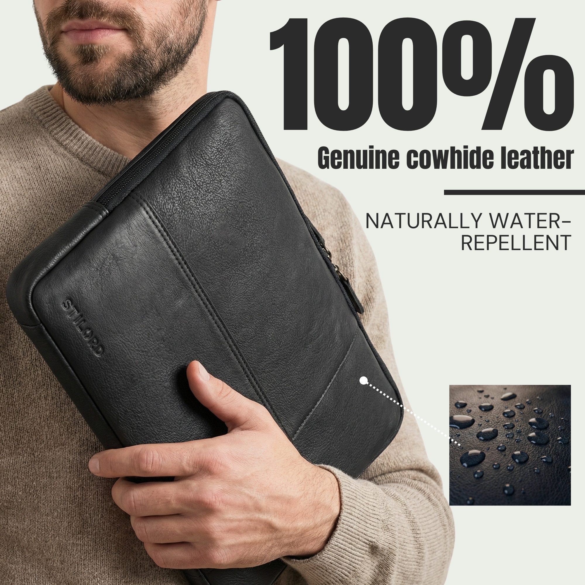 STILORD Laptoptasche "Cannes" Vintage Laptophülle 15 15.6 16" Leder Herren Laptop-Tasche