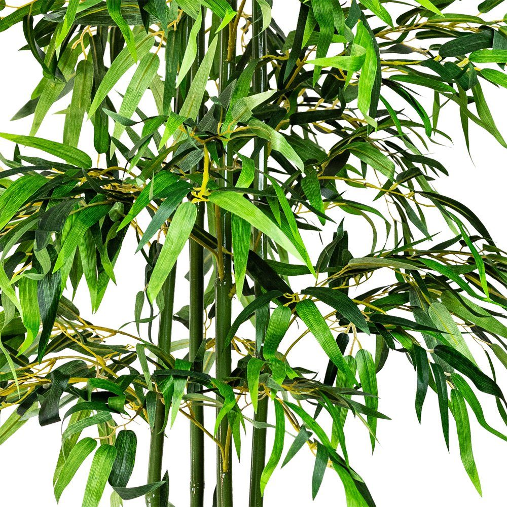 Decovego, 180 mit Pflanze Kunstbaum Höhe Kunstbambus 180 Bambus cm, Echtholz Künstliche cm Kunstpflanze