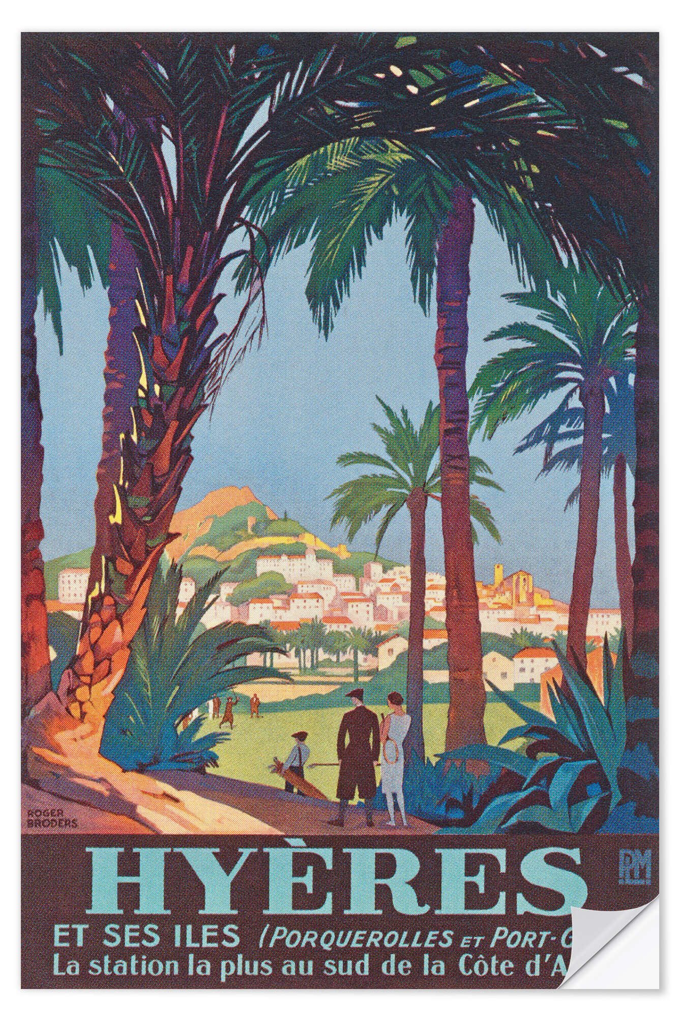Posterlounge Wandfolie Vintage Travel Collection, Hyeres (Französisch), Vintage Illustration