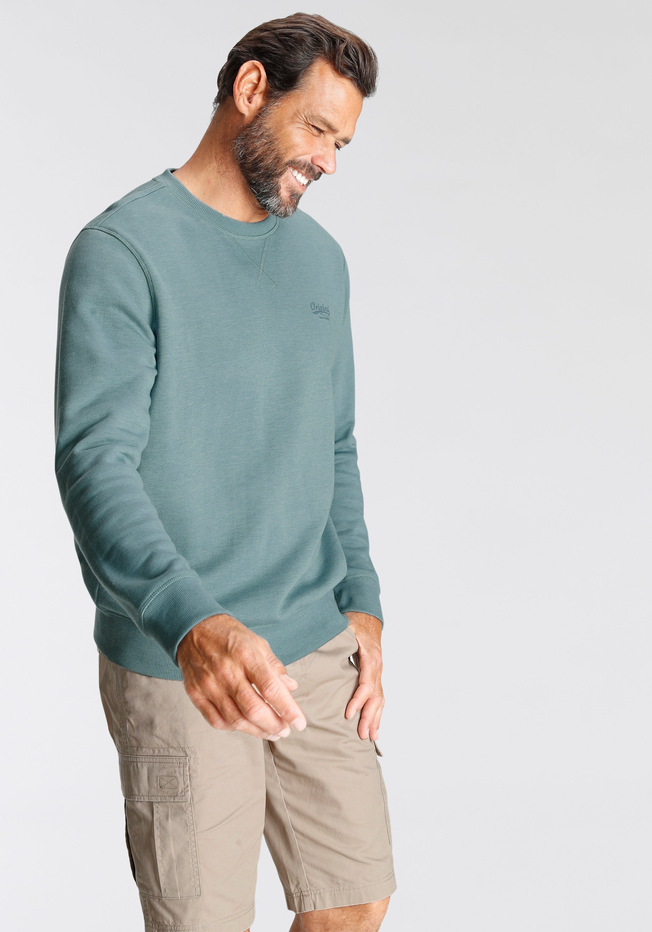 Man's World Sweatshirt Langarm, Basic-Stil, unifarben, Rundhalsausschnitt