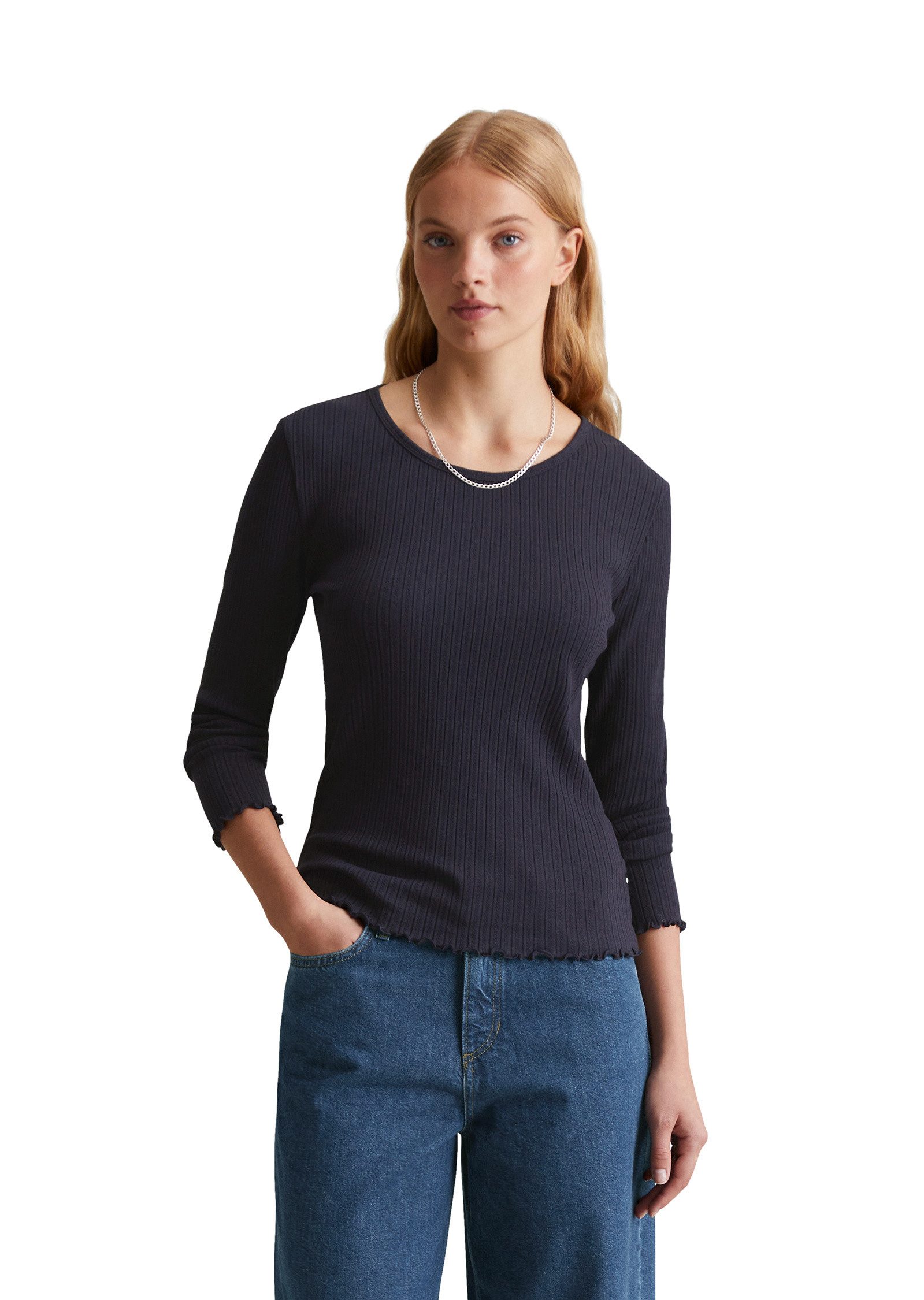 Marc O'Polo DENIM Langarmshirt aus modernem Ribbjersey günstig online kaufen