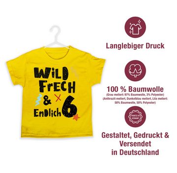 Shirtracer T-Shirt Wild frech und endlich 6 - Wunderbar sechs Jahre (1-tlg) 6. Geburtstag