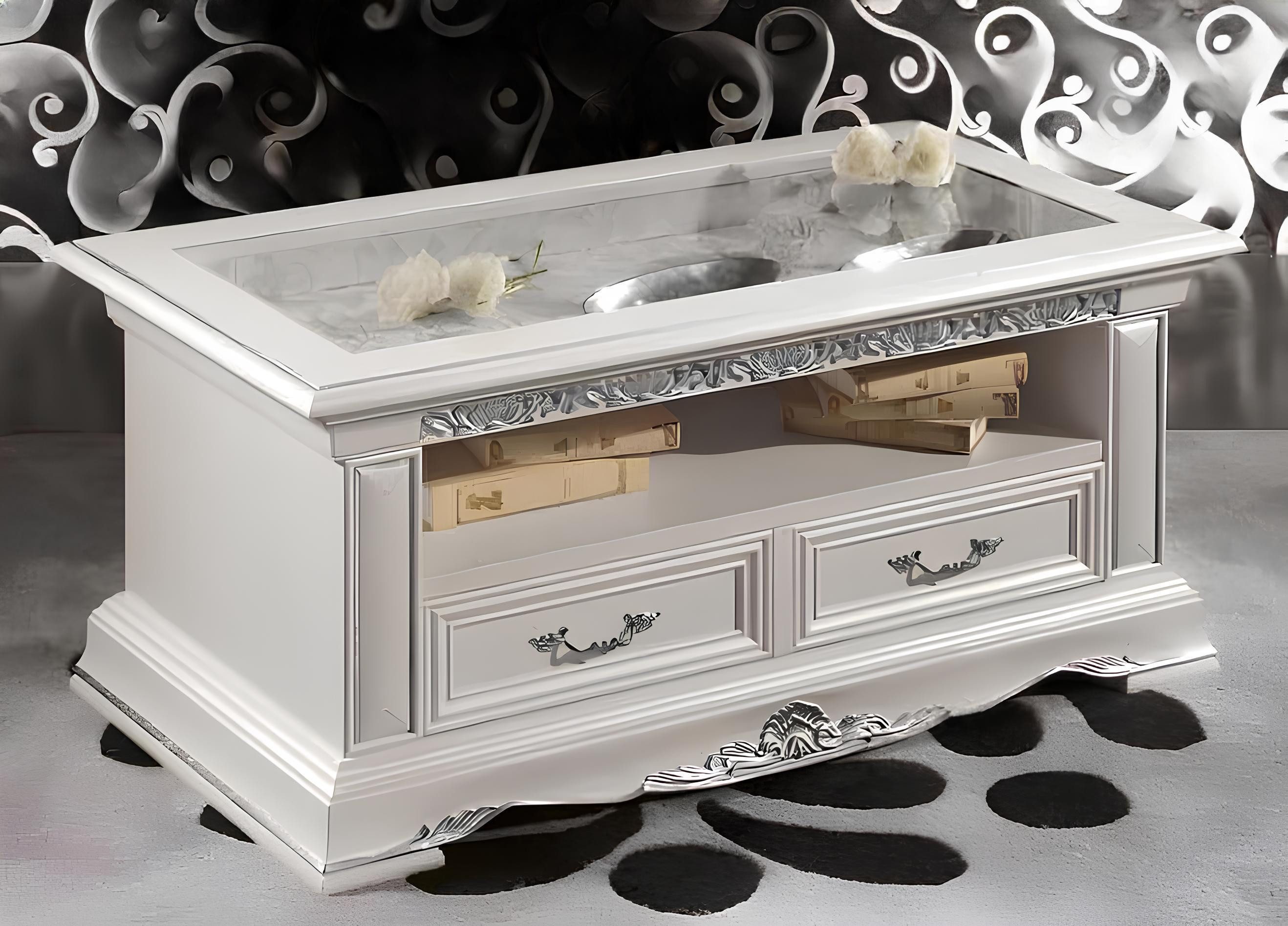 JVmoebel Couchtisch Eleganter Antik Beistelltisch in Weiß aus hochwertigem Holz (Packung), Made in Europa