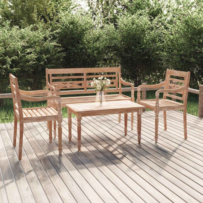 vidaXL Gartenlounge-Set 4-tlg. Garten-Lounge-Set Massivholz Teak, (4-tlg)