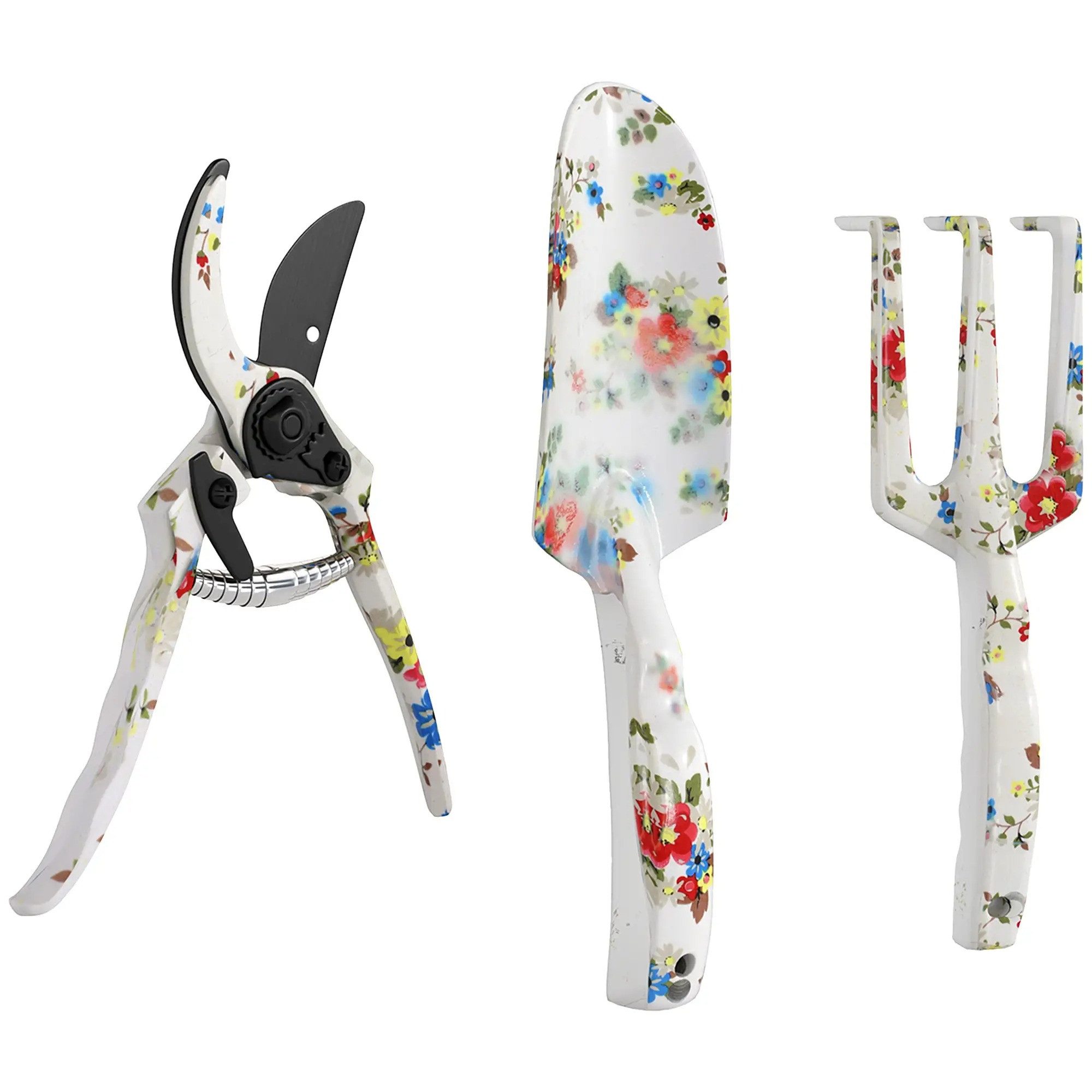 BlingBin Gartenpflege-Set Gartenwerkzeug Set, 3 Stück Garten Werkzeug aus Metall, Gartenarbeit Set mit Blumenkelle Handrechen Gartenschere