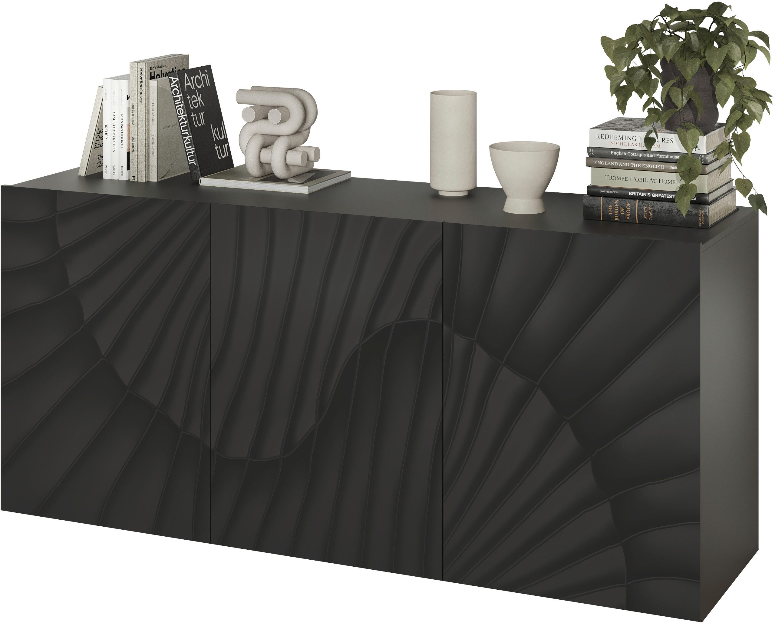 OTTO home Sideboard Snake, Kommode, Anrichte, Stauraummöbel Breite 181 cm, Siebdruck-Front, moderne Wohnmöbel, 3 Türen, viel Stauraum, stilvoll und funktional