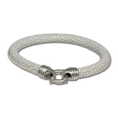 SilberDream Silberarmband SilberDream Leder Armband weiß 6mm (Armband), Armbänder für Damen aus 925 Sterling Silber, Farbe: weiß