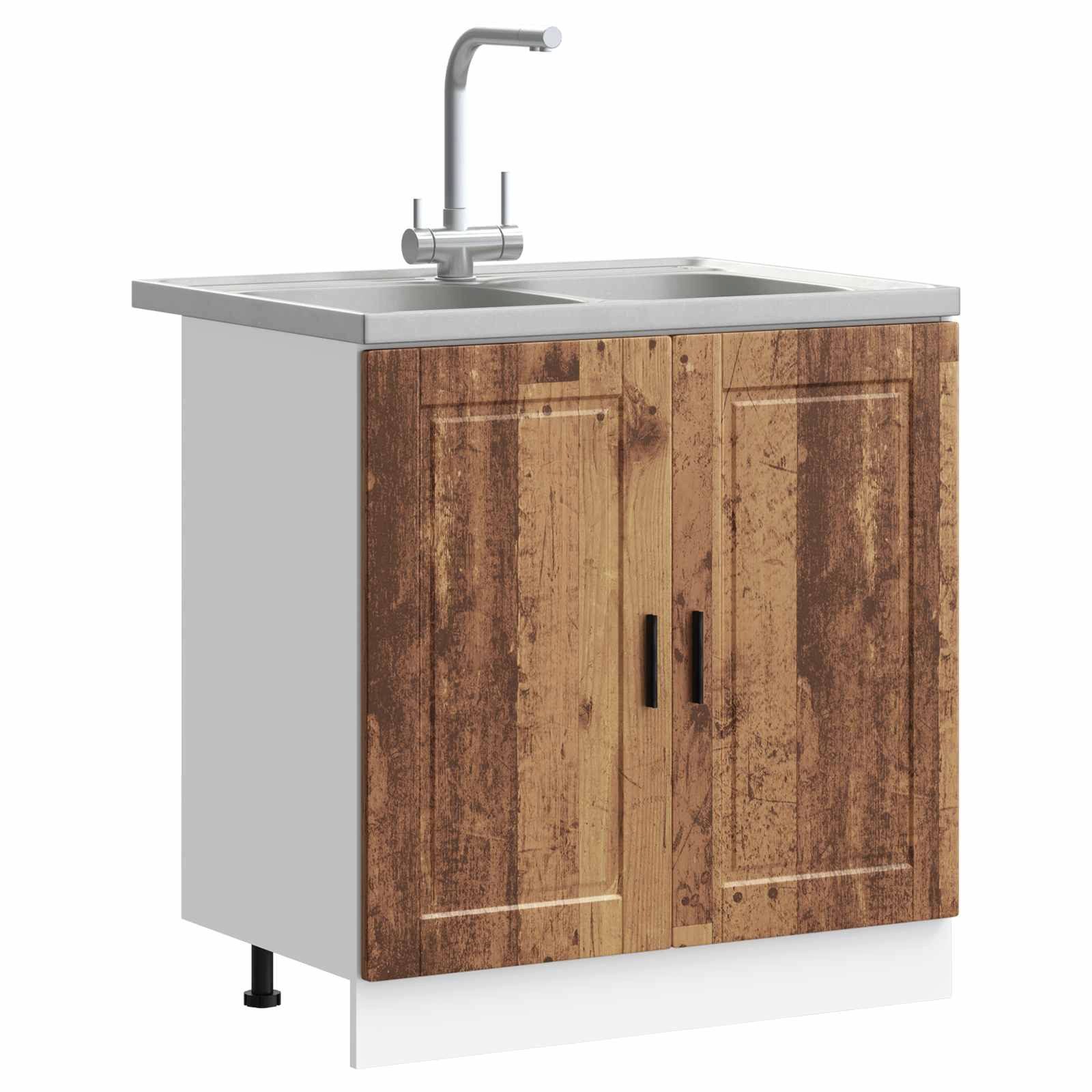vidaXL Badezimmerspiegelschrank Waschbecken-Unterschrank Porto 2 stk. Braun 80 x 46 x 81.5 cm (2-St)