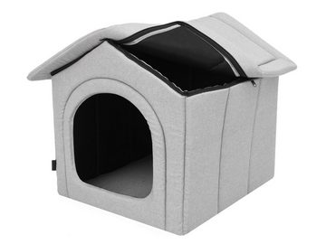 Bjird Tierhaus Hundehütte aus Kunstleinen für kleine mittelgroße und große Hunde, bei 30 Grad waschbar - krazfest - mit abnehmbarem Dach - made in EU