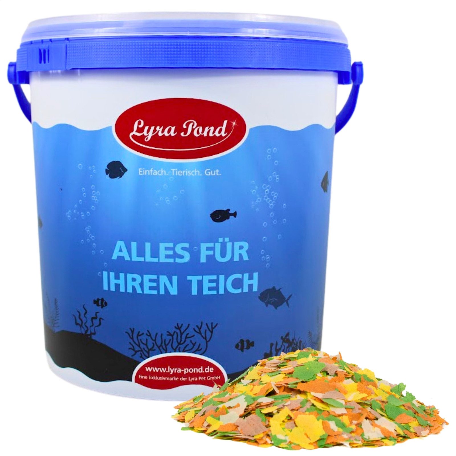 Lyra Pet 10 Liter (1,24 kg) Lyra Pond® Pond Multi Flakes Teichfutter im Eimer, Hauptfutter für: Fisch
