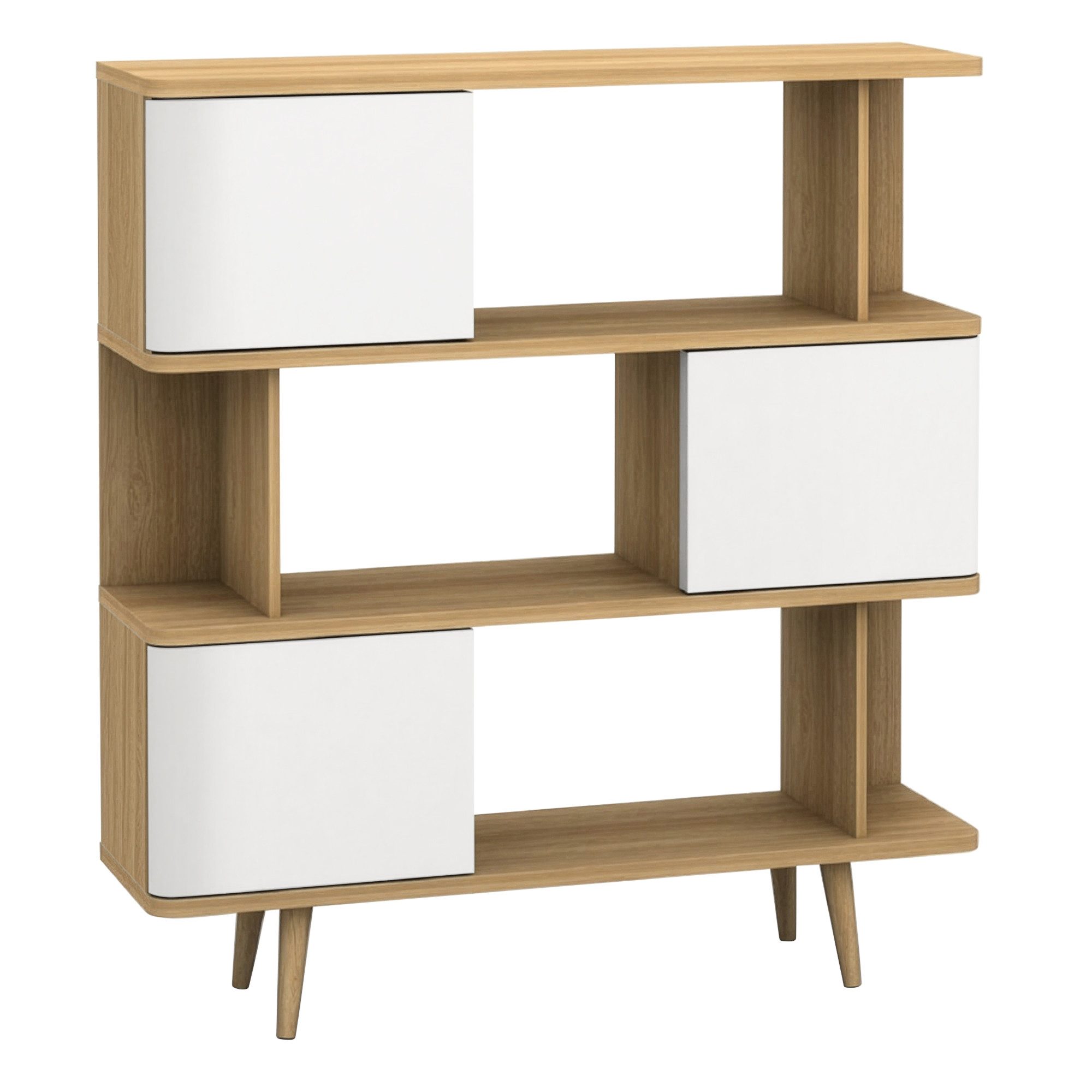 loft24 Bücherregal Aria, Regal, Standregal mit Türen, skandinavisches Design, modern