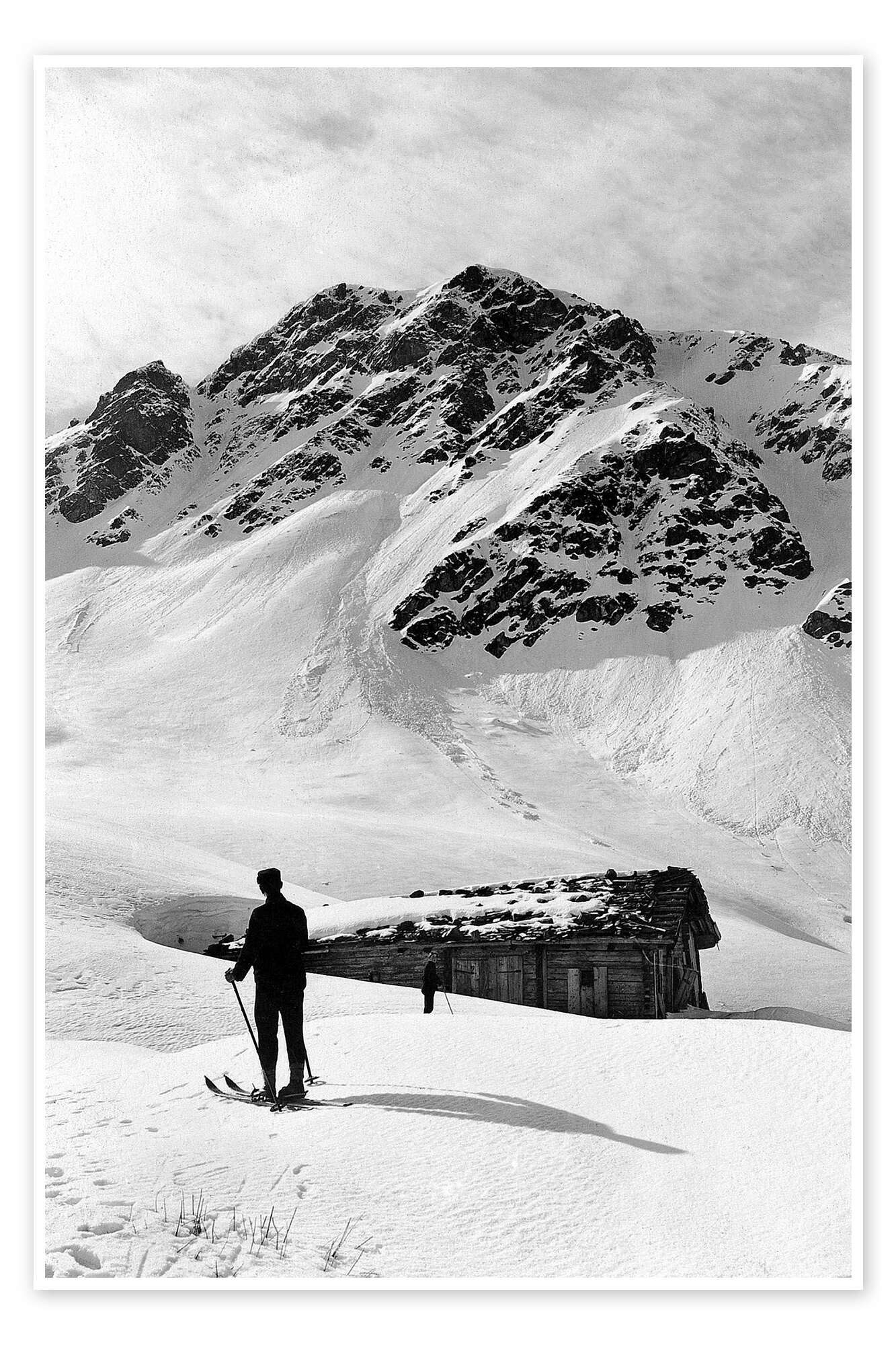Posterlounge Wandbild An der Berghütte, Vintage Ski Collection, erhältlich als Poster, Leinwandbild, Wandsticker oder Acrylglasbild