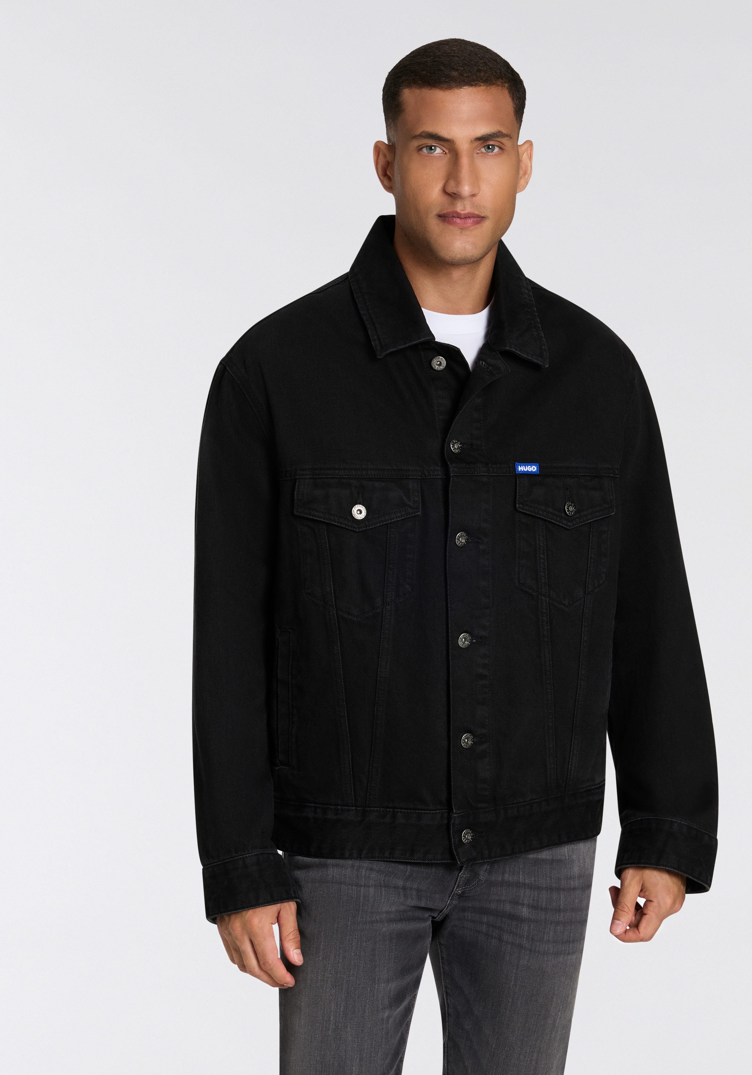 HUGO Blue Jeansjacke Kirkby mit Logo-Details, günstig online kaufen