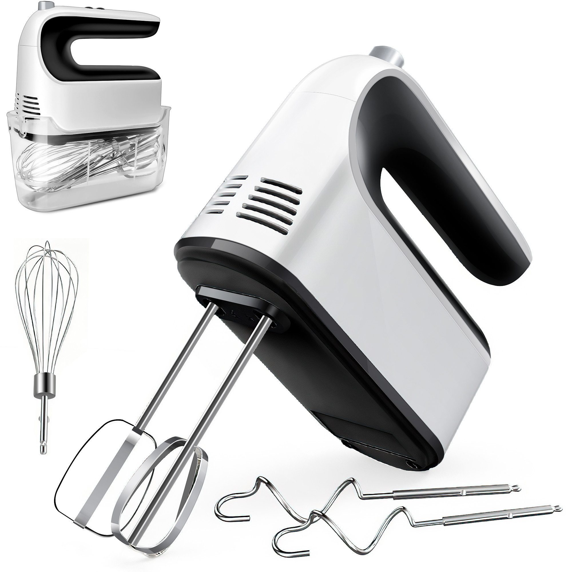 Forrlite Ручные миксера Handrührgerät Ручные миксера mit Aufbewahrungskoffer,5 Edelstahlzubehör, 1000 W, Beutel,Folienschweißgerät für Trockene oder Feuchte Lebensmittel