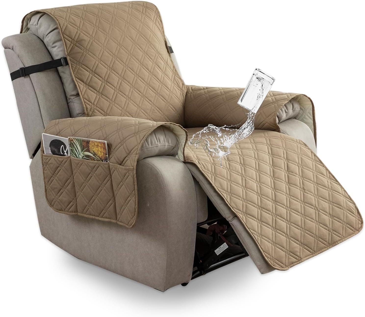 LIANNA Sesselhusse Wasserdichte Sesselhusse, rutschfeste Liegestuhlabdeckung mit Tasche