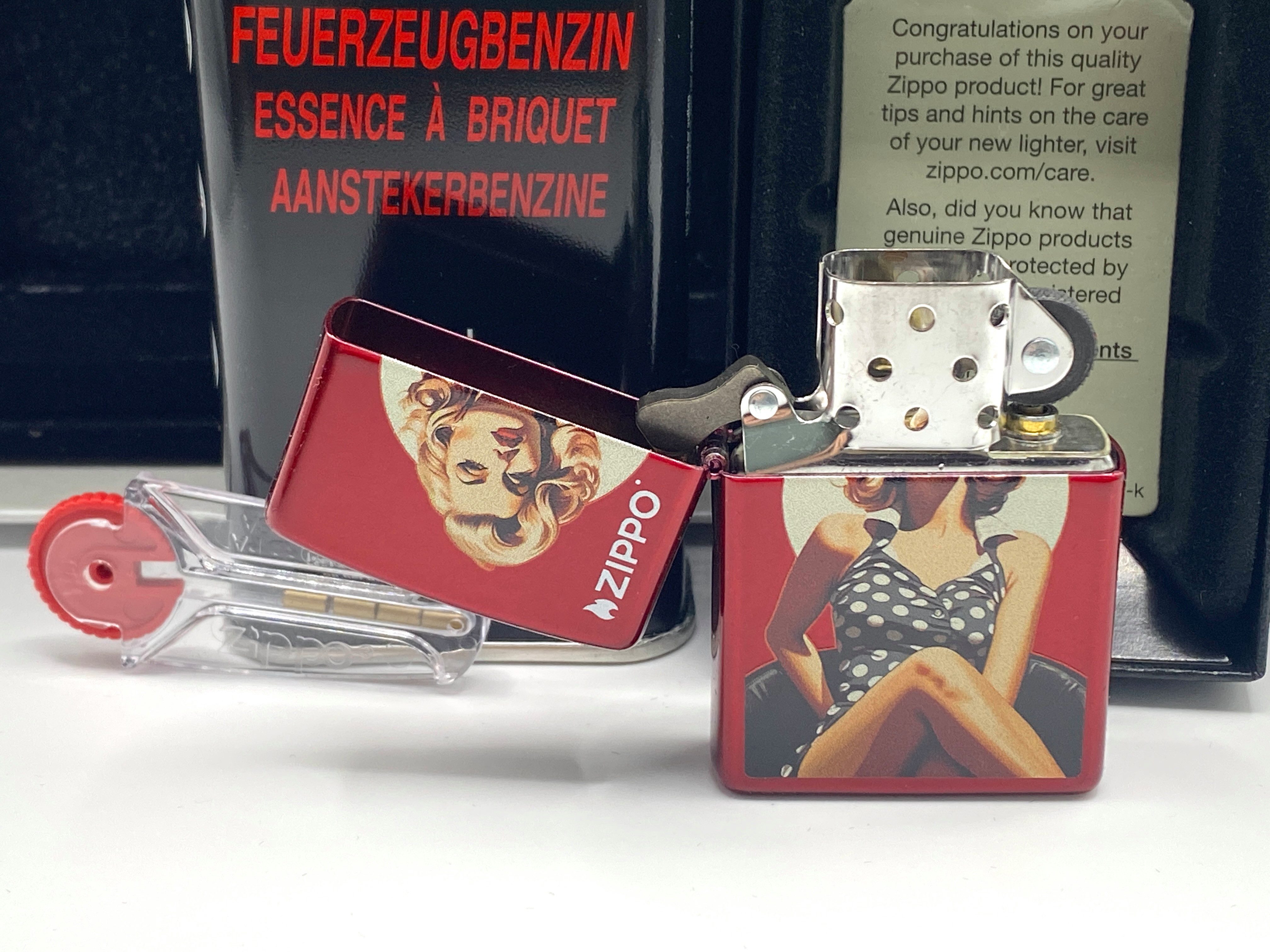 Zippo Feuerzeug Candy Apple Feuerzeug red color Retro Vintage Pinup Geschenkset