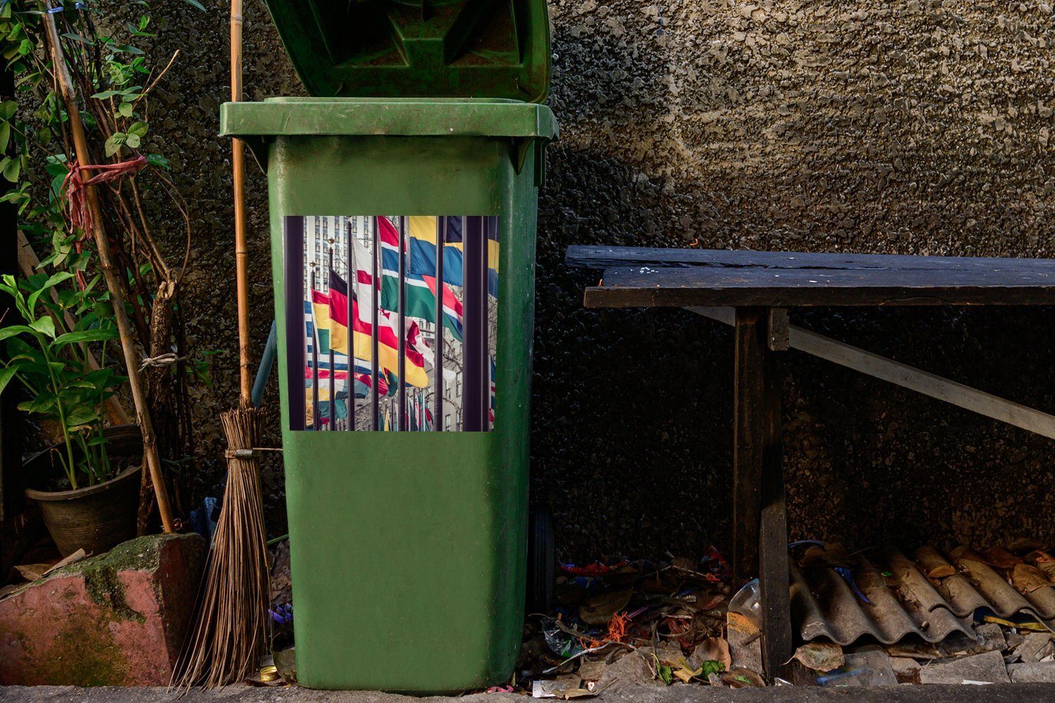 MuchoWow Wandsticker Nationale Flaggen der Abfalbehälter verschiedenen (1 Mülleimer-aufkleber, Sticker, Container, Mülltonne, St), Länder