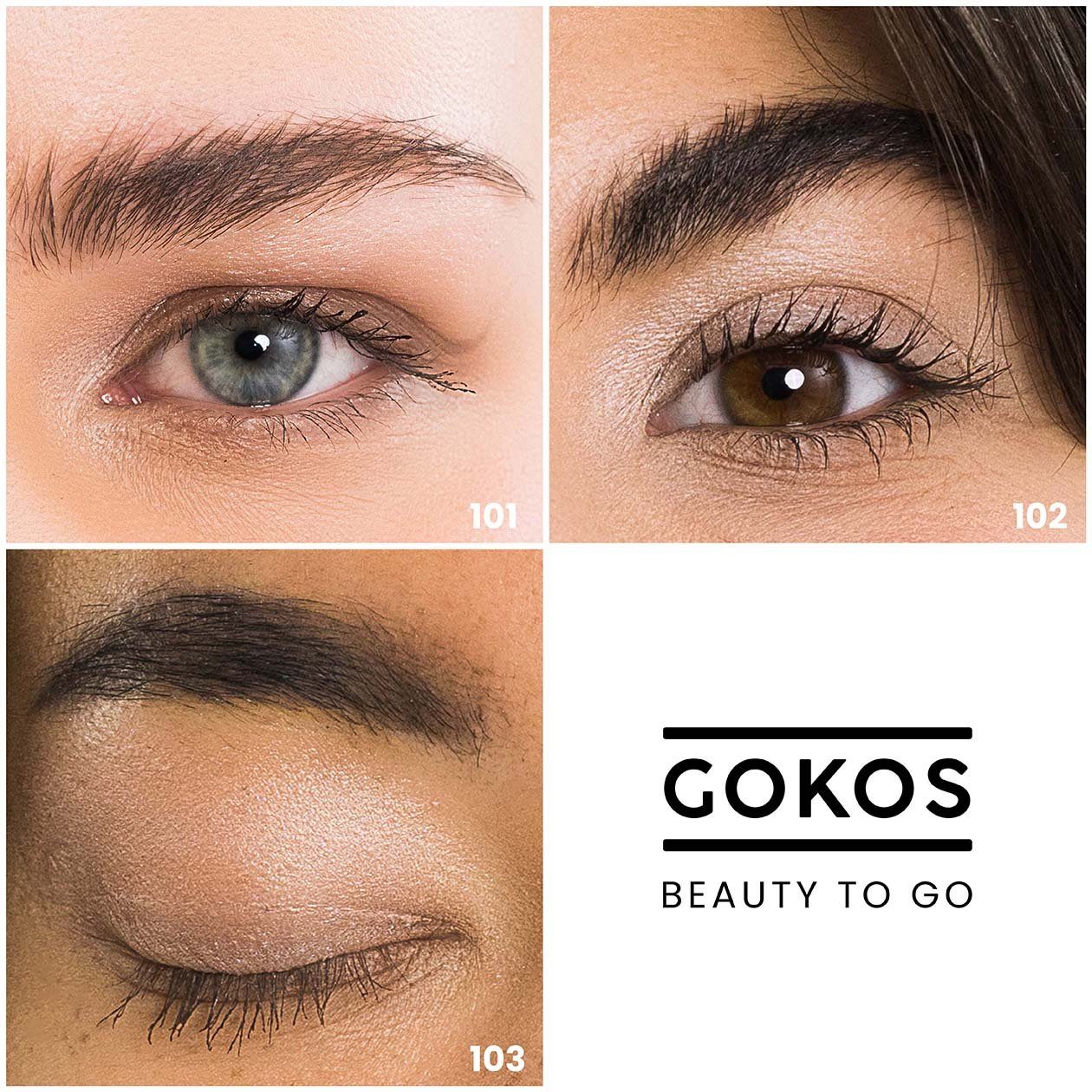 Gokos Augenbrauen-Stift GOKOS BrowStyler, 2in1: walnuß-dunkles Braun. Bürstchen Puder 103 praktischem und Ein dark Duo-Augenbrauen-Stift mit - tiefes