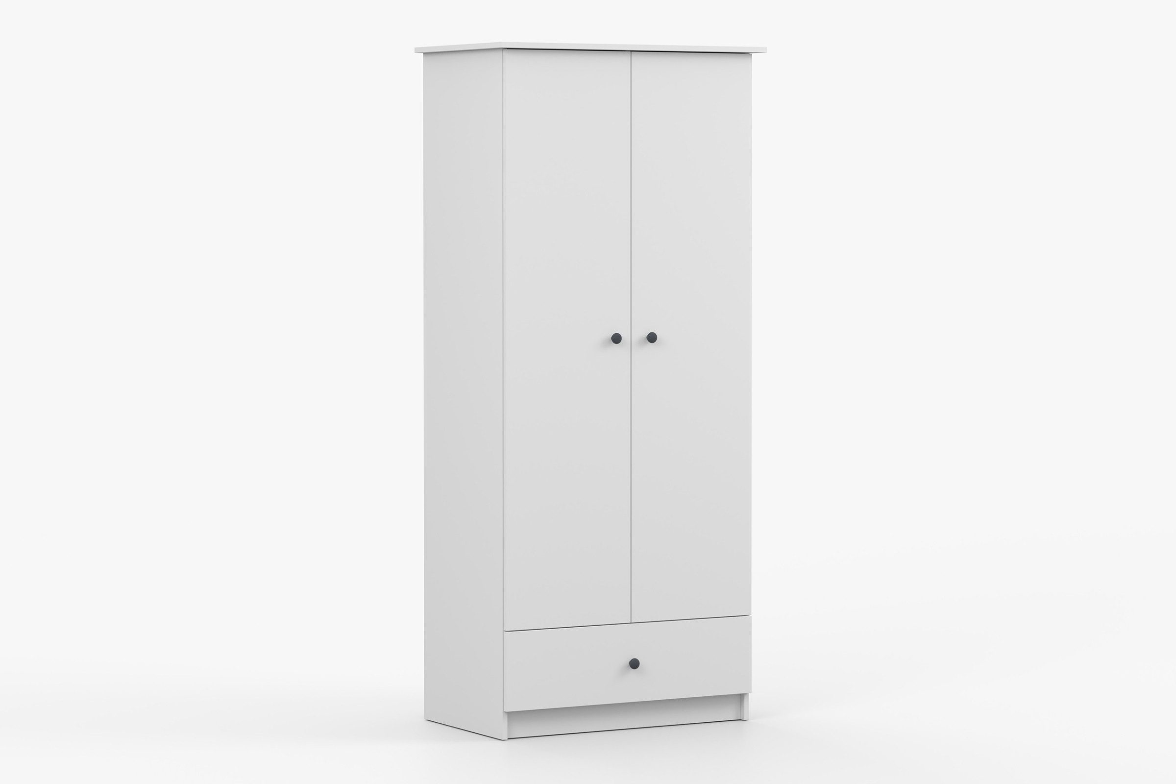 Deine Möbel 24 Kinderkleiderschrank OSCAR Kleiderschrank Drehtürenschrank 85 cm breit (Set, 2-St., ganz in Weiß / Cashmere, Griffe: Rosa / Anthrazit OSCAR-Kollektion) Kinderzimmer Jugendzimmer Jungenzimmer Mädchenzimmer