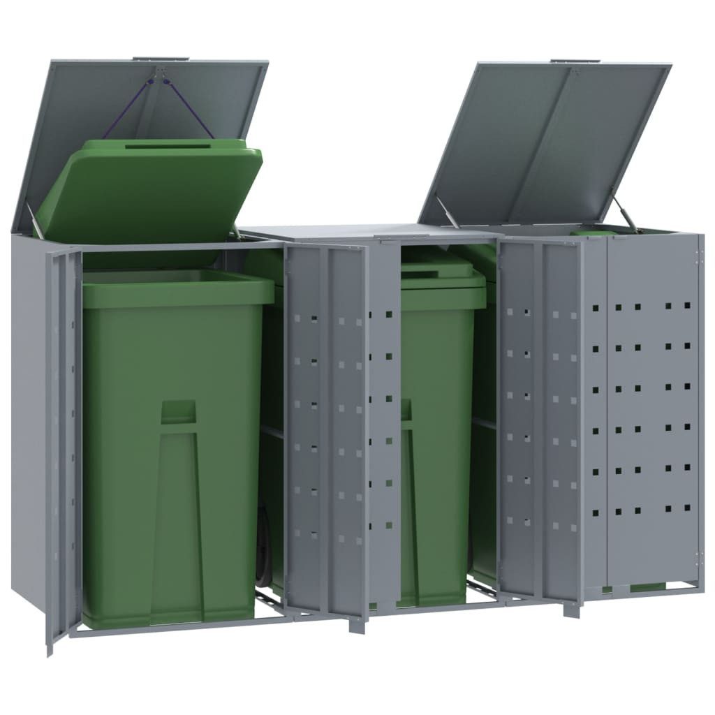 vidaXL Mülltonnenbox NA Mülltonnenverkleidung Mülltonnenbox für 120 L 240 L grau Stahl
