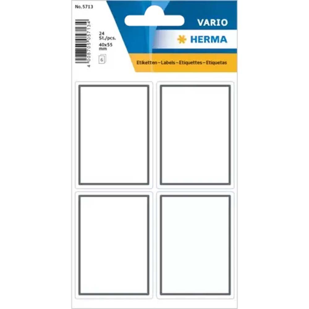 HERMA Etiketten Schuletiketten 82x55 mm neutral grauer Rand 24 Stück, selbstklebend