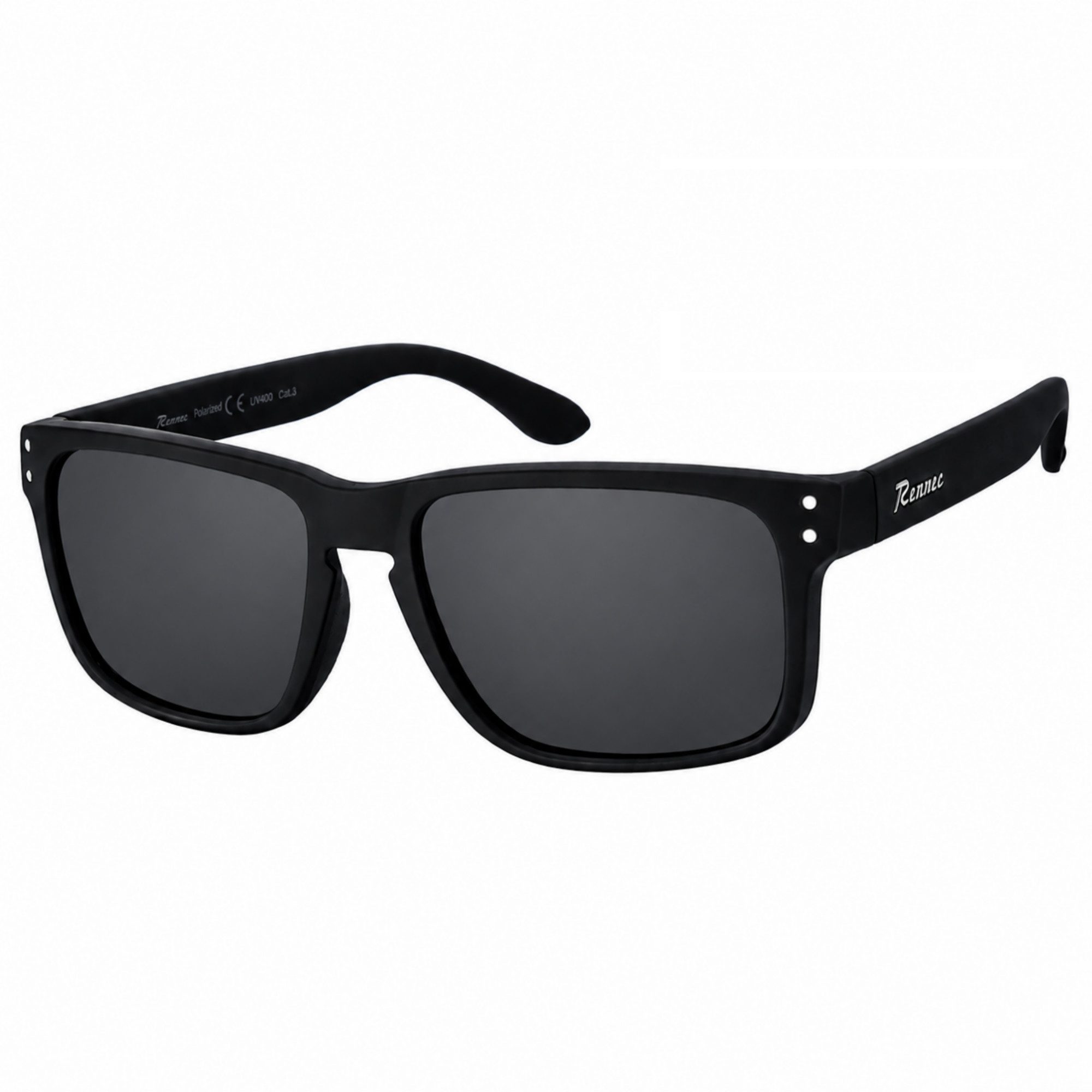 Rennec Sonnenbrille Herren Rechteckig Polarisiert Verspiegelt Markenbrille mit Hardcase Gläser UV400 Getönt oder Verspiegelt, stabile Bügelgelenke