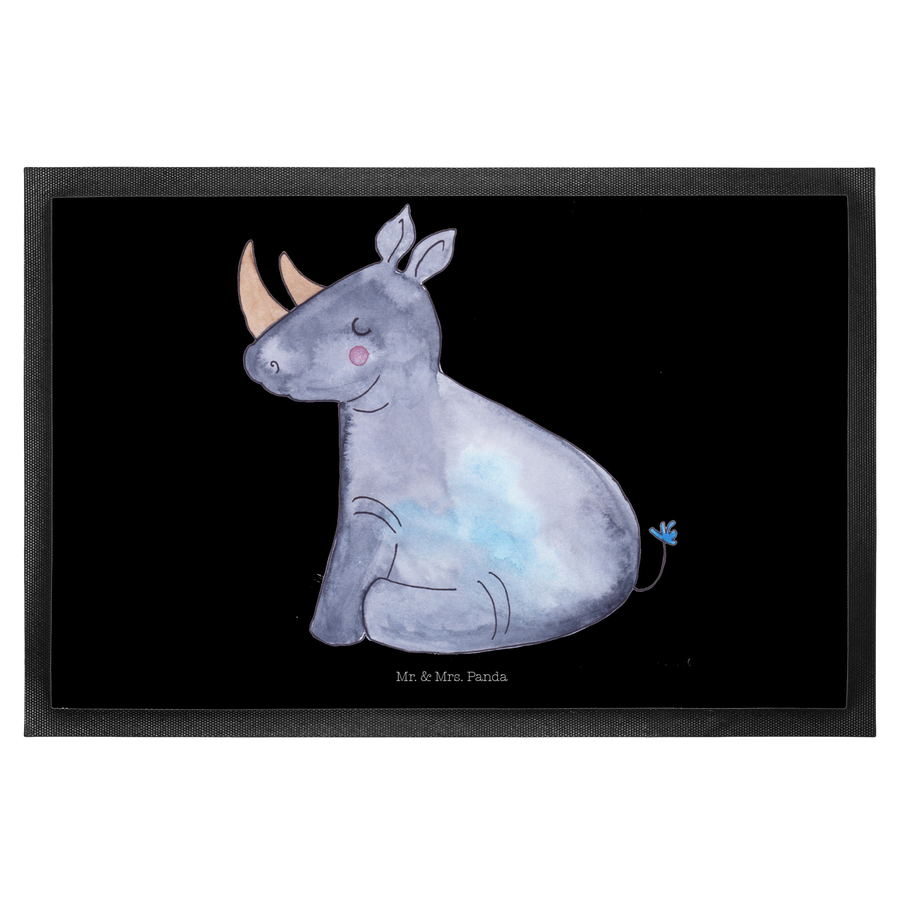 Fußmatte Einhorn Nashorn Schwarz Geschenk, Regenbogen, Haustürmatte