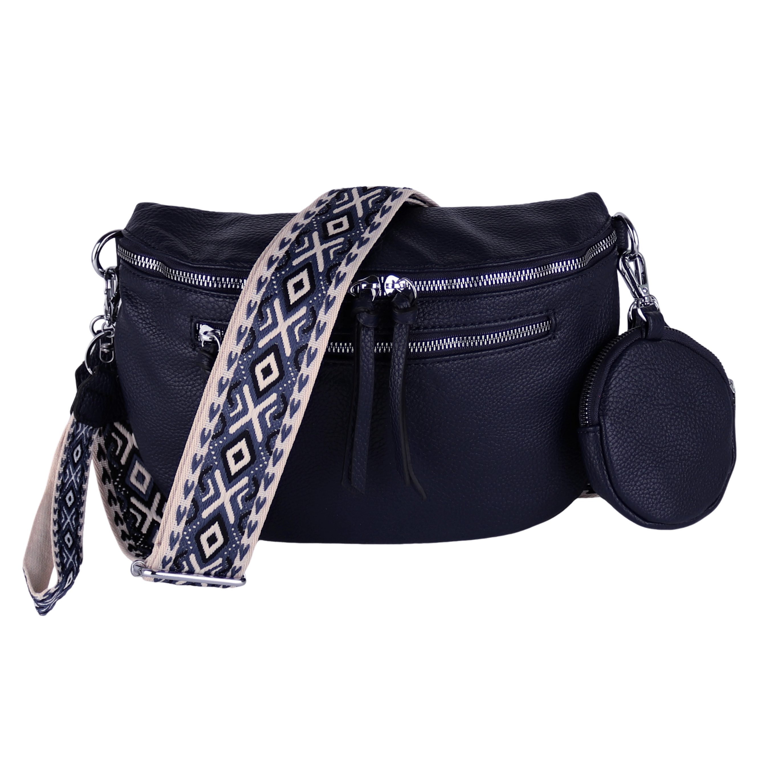 MIRROSI Bauchtasche Damen Taschen, Umhängetasche, Brusttasche, 30x20x9cm Veganes Leder (Schultertasche für jeden Anlass, (dazu 1x Münzbeutel und 1x Schlüsselband), Crossbody Bag, Bohemian gemusterten& verstellbaren Schulterriemen