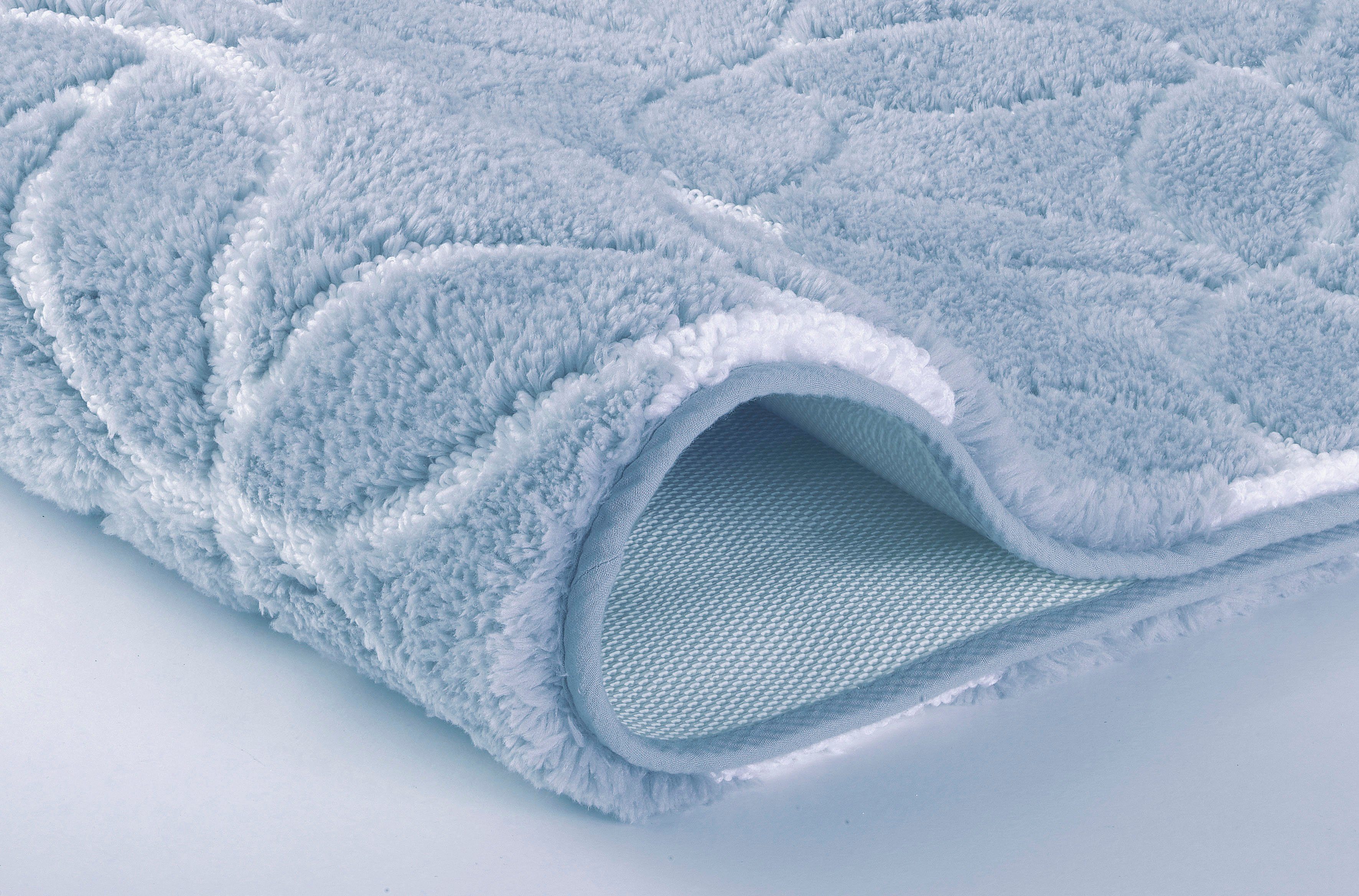 Kleine Wolke Badematte Twin, Höhe 15 mm, rutschhemmend beschichtet, fußbodenheizungsgeeignet, Polyester, rechteckig, Badteppich, modernes Design, leichter Hoch- – Bild 4 von 5